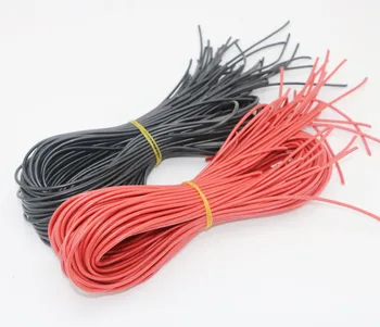 10 m / lot kvalitetne silikonske žice 10 12 14 16 18 20 22 24 26 AWG 5 m crvena i 5 m, crna boja