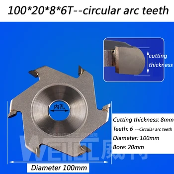 100 mm, 8 zuba TCT Канавочный bita 6 zuba Долбежный cutter 4