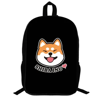 14,5-inčni školske torbe slatka Shiba-Ину ruksak za mlade crni ruksak dječaci djevojčice studenti laptop putovanja ruksak poklon