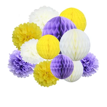 1set Off-white Grey Višebojni Round Saće Lopte lampion Paper Flower Ball Pom Poms For Wedding Birthday Party Decorations