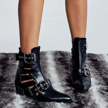 2019 jesenski obuća Ženska moda brand med štikle čizme Ženske cipele zapatos de mujer Martin šuplje čizme ženske botas mujer