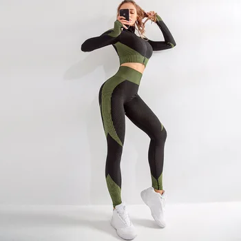2020 Nova Ženska Sportska Odjeća Potpuna Yoga Visokim Strukom Teretana Tajice Košulje Odijelo Sa Dugim Rukavima Fitness Treninga Sport Trčanje Uske Kit