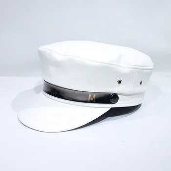 2020 zima umjetna koža crne beretke žene muškarci vojna šešir Snapback kape ženski Casquette šiljast kapa jahta kapetan šešir