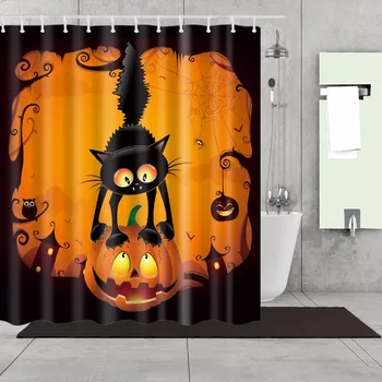 3D animacija sretan Halloween vještica bundeva ukrasne zavjese za tuširanje tkanina vodootporni poliester 180X180cm za kupatilo zavjese