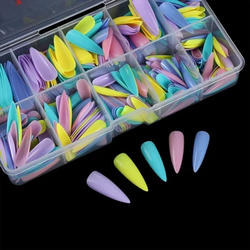 500шт candy boje duge balerina lažni nokti prirodni lijes press na lažne savjeti nail art ABS puni nail decor manikura