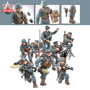 8шт vojna vojska je drugi svjetski rat WW2 policija interventnu vojnici i Njemačka oprema za oružje građevinski blokovi i cigle igračke Juguetes poklon