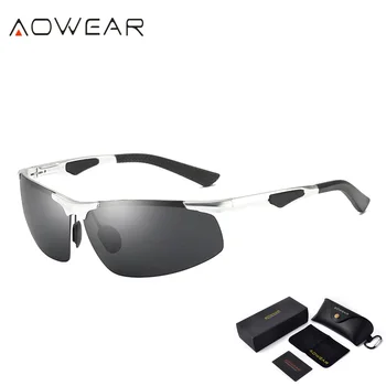 AOWEAR gospodo polarizirane sunčane naočale gospodo aluminija magnezij HD Polaroid sunčane naočale rimless za muškarce vožnje sportove na otvorenom nijanse