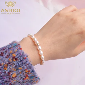 ASHIQI pravi prirodni slatkovodni biseri 925 čvrsta zrna srebra narukvica dar žene fin nakit