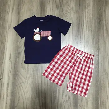 Baby boy summer outfit boys farm clothes chick chook majicu s crvenim клетчатыми kratke hlače dječje фермерская odijevanje