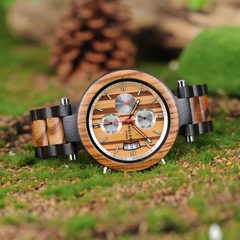 BOBO BIRD Multi-function Wooden Band Watches Luksuzni Brand Gifts Item muški ručni sat Male Relogio C-P17 Accept DROP SHIPPING
