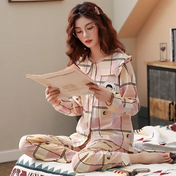 BZEL Proljeće Jesen Zima pidžama setovi Ženske pidžame pamuk osnovna odjeća za Femme plus size pink ночнушка moda Slaid pidžama