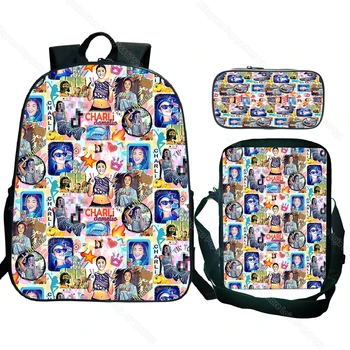 Charli Damelio ruksak 3 kom./compl. dječje školska torba dječaci kutija za olovke djevojke torbe preko ramena žene novčanik torba gay putovanja ruksak