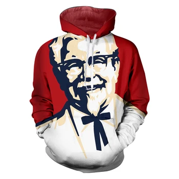 CJLM 2018 moda proljeće muškarci hoodies 3d KFC tiskano grafički O-izrez casual majica dugi rukav pulover kaput Sudaderas Hombre
