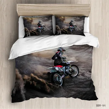 Cool Locomotive Series Motorcycle Race Car Four-piece Set 3D Digital Printing Three-piece Set Quilt Cover Wish Sheet2020 New