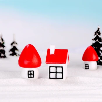 Crveni Božić zima snijeg kuća minijaturnih figurica lutka uređenje doma crtani lutkine ljudi torte dekoracija DIY pribor