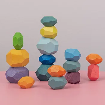 Drveni dijete dječja igračka Дженга blokovi u boji kamena edukativne kreativne puzzle za slaganje igre Rainbow igračka dar Krist