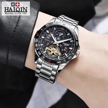 HAIQIN muški/muški sat brend luksuznih satova gospodo mehanički vojne vodootporan muški ručni sat Tourbillon reloj hombre 2019