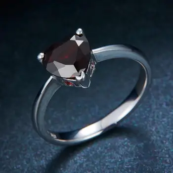 Hutang Heart Mystery crna nar 925 srebro prsten za žene prirodni dragulj srebra vjenčano prstenje prekrasan elegantan dragulj