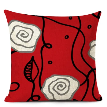 Identitet kreativni crveno i crno cvijeće lanena jastučnica jastučnica automobil kauč na sjedalo struk home dekor 45*45 cm дропшиппинг