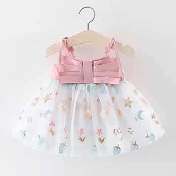 Infant girl odjeća ljeto krilo dijete dječji djeca djevojke remen tila ispis haljina Princeza haljina odjeća nasilnik