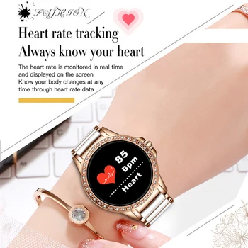 LIGE New Ceramic Smart Watch Women Heart Rate Blood Pressure Monitoring IP67 Waterproof Sport Ladies Smartwatch za Android i IOS