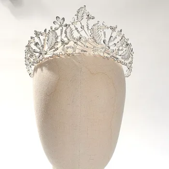 Moda baroka ručni rad gorski kristal srebrna boja cvijet oblik Crown tijara vjenčanje povez za glavu nakit za kosu pribor XH