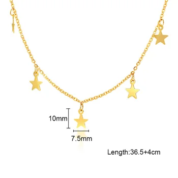 Moda graciozan lanca Zvijezda ogrlice Ogrlice za žene od nehrđajućeg čelika zlatni ton P ženski nakit