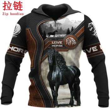 Moda Muške veste životinja 3D tiskanih ljubav Konj hoodie majica Harajuku jesen ulica unisex sportski casual odijelo DW0111