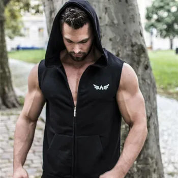 Muška trening jakna s kapuljačom muške casual bez rukava majica muškarci dvorane hoodies fitness bodybuilding majica sportska odjeća