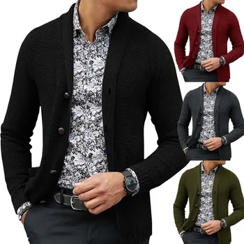 Muški Džemper V-Izrez Solid Slim Fit Pletenje Muške Veste Kardigan Muška Moda Jesen Svakodnevne Vrhovima Hots