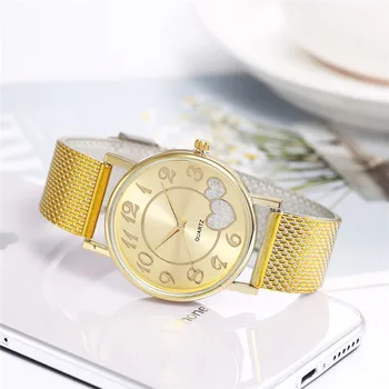 Narukvica ženski sat zlato ljubav slatka moda svakodnevni rafting Kvarcni ručni sat ženska mreža grupa satovi relojes para mujer