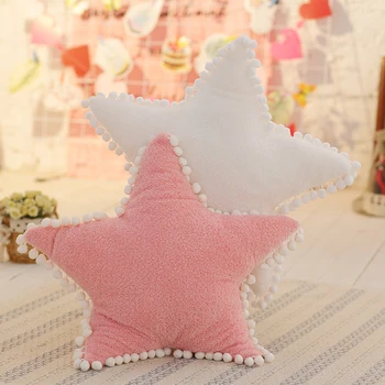 Nordic Style Home Decoration Pink White Star Moon and Cloud jastuk s mini-bijelom kuglicom prstena romantični poklon za Valentinovo Photo Prop