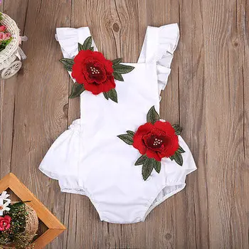 Novorođenče je dijete djevojčica odjeća Crvene ruže cvijet naslon kombinezon Kombinezon Sunsuit crno bijeli bez rukava младенческий kombinezon odjeća 0-24.OG