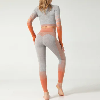 Para Praia Slim Fitness Odjeca Kukičanje Yoga Set Gradijent Sportska Odjeća Prozračni Pokretnoj Kostim Žene Teretana Tajice Poligon Odijevanje