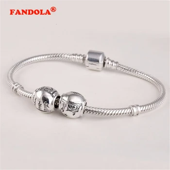 Pogodan Pandora ovjes narukvica sterling srebro nakit-nakit Šarm srebro 925 Tiha noć perle za izradu nakita Božićni poklon FL096