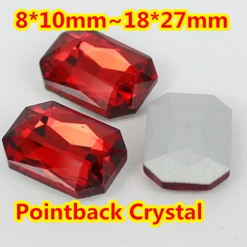 Siam Rectangle Shape Crystal Fancy Stone Point Back Glass Stone For DIY Jewelry Detalj.10*14mm 13*18mm 18*25mm 20*30 mm
