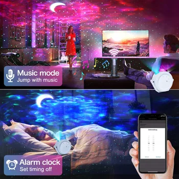 Smart Wifi Control Galaxy LED Light Moon Stars Projector Powered by USB 6 Color Party Night Light Home Decor Božićni dar D30