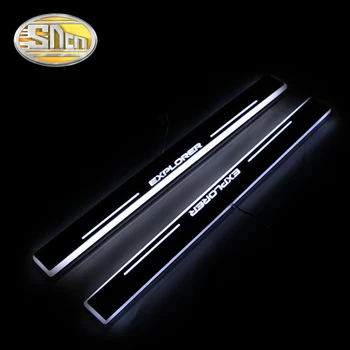SNCN 2PCS Acrylic Moving LED Welcome Pedal Car Scuff Plate Pedal Door Sill Pathway Light za Ford Explorer 2011-