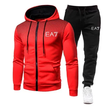 Sportski odijelo muška moda hoodies Muška odijela marke EA7 setovi Muške veste+sportske hlače jesen zima runo pulover s kapuljačom