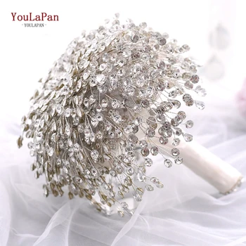 TOPQUEEN HF02 prekrasan dijamant svadbeni buket high-end buket Srebrna vjenčanje buket za vjenčanje pribor, nakit buket