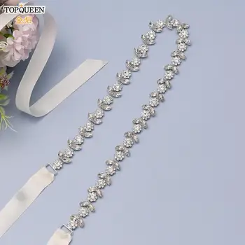 TOPQUEEN S440 tanak vjenčanje zona vjenčanje zonu za djeveruša haljina žene srebrni Pojasevi za haljine vjenčanice pojas trake za djevojčice