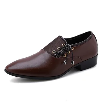 Veliki veličina nova moda muškarci vjenčanicu i cipele crne smeđe cipele Oštar čarapa stana poslovne britanski шнуровка Muška obuća