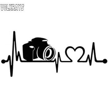 Volkrays Creative Car Sticker Camera Heartbeat Lifeline pribor светоотражающая vodootporne Vinil naljepnica crna/srebrna,7см*18cm