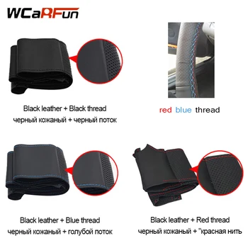 WCaRFun Hand-Stitched Auto Steering Cover Black prirodna koža poklopac upravljača vozila Kia K2 Kia Rio 2011 2012 2013