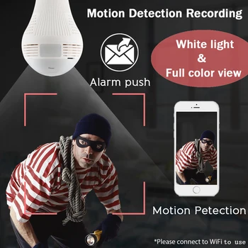 Žarulja sa žarnom niti 360 stupnjeva sigurnosti doma branič LED Light 1080P Wireless Panoramic Home Security WiFi CCTV Fisheye Bulb lampa IP kamera