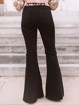 Ženska moda visokim strukom protežu slobodan spaljene Ženske traperice hlače su čvrste elegantne prevelike hlače ženske svakodnevni ulični odjeća FL250